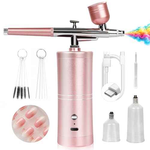 SAVILAND Super-Stable Airbrush Kit: 25 PSI Precision Airbrush for Nails Recharge Dual-Mode Airbrush Gun 0.3mm Nozzle Airbrush Machine Makeup Protable Airbrush Gel Nail Ombre French Paint Nail Art