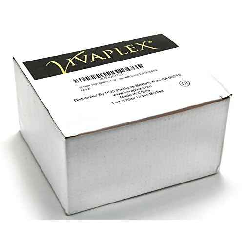 Vivaplex 12, Amber, 1 oz Glass Bottles, with Glass Eye Droppers, 12 count (pack of 12)