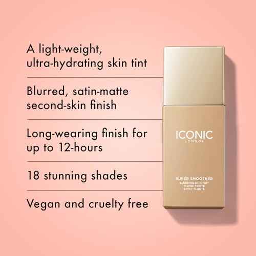 ICONIC LONDON Super Smoother Blurring Skin Tint | Light to Medium Coverage, Hydrating, Ultra-Lightweight Tinted Moisturizer, Cruelty-Free, Vegan Makeup