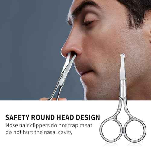 Small Scissors With Round Tip Design - Professional Grooming for Hair, Eyelashes, Nose, Eyebrow Trimming, Mustache - Will Not Hurt the Nasal Cavity
