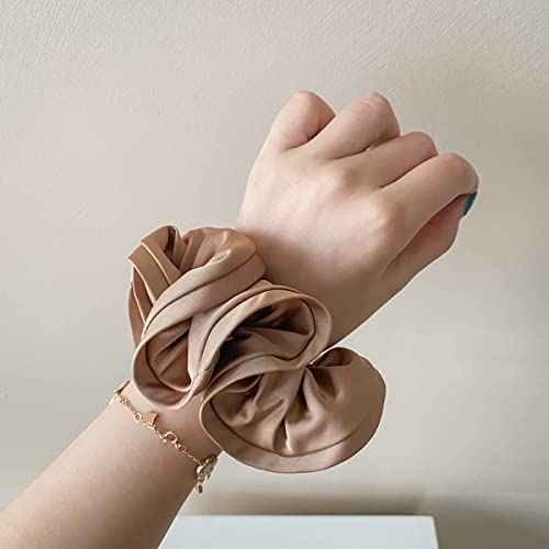 4 PCS Oversized Satin Scrunchies,Soft Silk Elastic Hair Band Fashion Headbands Ponytail Holder Scrunchies for Women Ladies (Style 1)