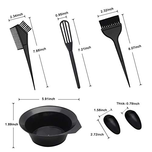 15 Pcs Hair Dye Coloring Kit, Hair Coloring Dyeing Bleaching DIY Salon Tool, Hair Tinting Bowl/Dye Brush/Mixing Spoon/Ear Cover/Gloves/Tint Comb Hair Dye Kit (Black)