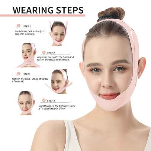 Face Lift Tape - V Line Lifting Mask Chin Strap for Sleeping, Adjustable Face Lifting Strap, 3D Contoured Design Facial Lifting Belt, Double Chin Reducer for Facial Shaping and Jawline Shaper