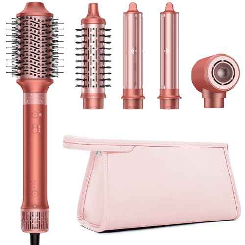 5 in 1 Hair Styler Hot Air Styler - High-Speed Hair Dryer Brush, Fast Drying No Heat Damage Ionic Blow Dryer Brush for Women Volumizing, Curling, Straighten, Frizz-Free Multi Stylers Travel Bag