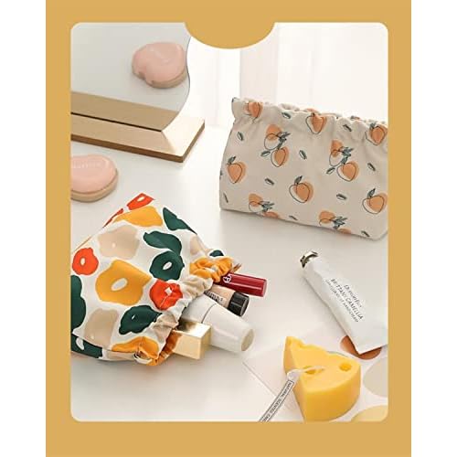 Small Pouches for Purse, 3pcs Portable Mini Makeup Bag, No Zipper Self-closing Accessories Organizer for Cosmetics Headphones Jewelry (D)