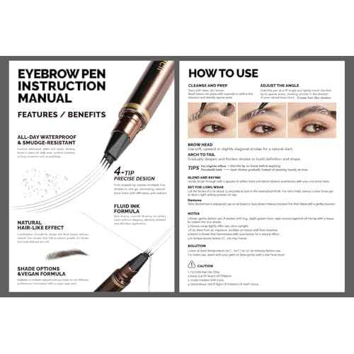 2 Pack Eyebrow Pen, Waterproof Microblading Eyebrow Pencil, 4 Tip Precise Eye Brow Makeup Pen for Women to Effortlessly Create Hair Like Natural Brows, Non Dry Out and Last All Day (Dark Brown)