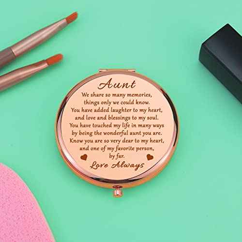 Aunt Gifts from Niece Nephew Rose Gold Compact Mirror Gifts Aunt Gift for Mothers Day Aunt Birthday Gift Ideas Thank You Gifts Folding Makeup Mirror Thanksgiving Retirement Gifts