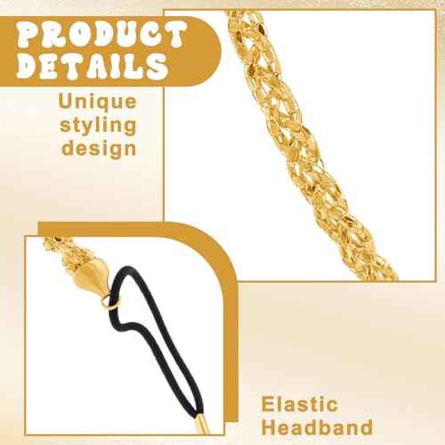 Elastic Gold Headband, Sparkly Metal Headbands for Women Fashion Wedding Headpiece Jewelry Hair Accessories for Festival Prom Party
