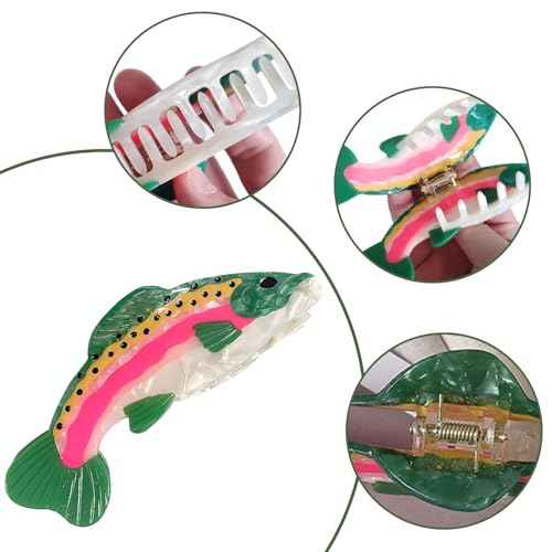 Novelty Salmon Fish Hair Clip, Acetate Hair Clips, Girl Women Small Claw Hairpin, Non Slip Unique Cute Barrettes for Thick and Thin Hair