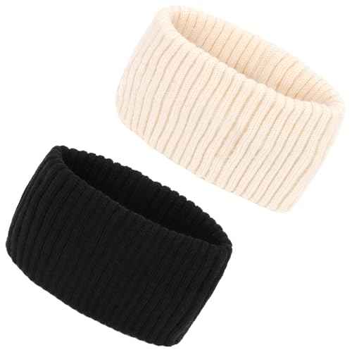 YISSION Winter Headbands for Women Non Slip Wide Headbands Thick Knit Head bands Black White Headband Soft Ear Warmer Hairbands Hair Accessories for Women Girls