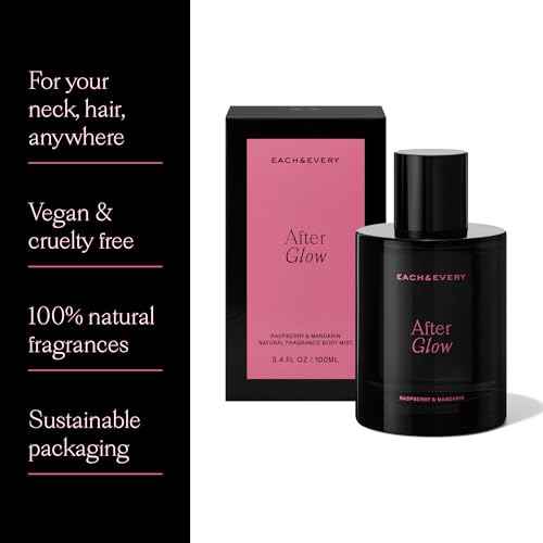 Each & Every Hair and Body Mist for Women and Men - 100% Natural Fragrance Body Spray for Women - Vegan & Cruelty-Free - After Glow Scent (Raspberry & Mandarin)
