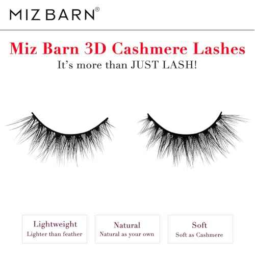 Miz Barn Lashes 3D Cashmere Long Extension Eyelashes Natural Look Soft Reusable False Eyelashes Multipack Wispy Fake Eyelashes 5 Pairs Natural Strip Lashes (CW312)