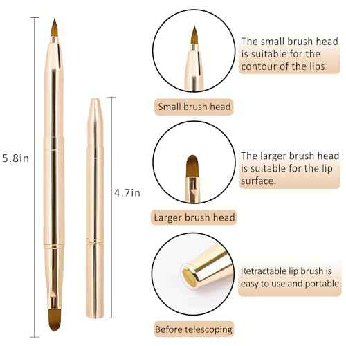 5Pcs Retractable Lip Brush and Lip Scrub Exfoliator Brush Set, Silicone Lip Brush Tool Double-Sided Mini Exfoliating Brush