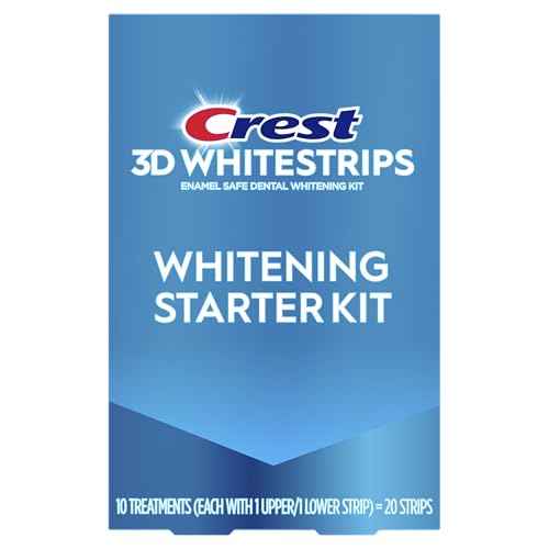 Crest 3D Whitestrips Whitening Starter Kit ? Teeth Whitening Kit, 10 Treatments, Each with 1 Upper/1Lower, 20 Strips ? Crest 3DWhite Teeth Whitening Strips