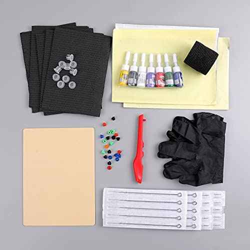 HAWINK Hand Tattoo Kit DIY Tattoo Tool Kit Kit with 7 Ink 20 PCS Needles for Tattoo Artists GK-HW803TN01-2