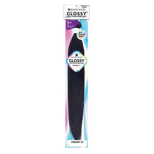 Shake N Go Virgin Remy Hair Weave Glossy Straight 18" (Color : Natural)