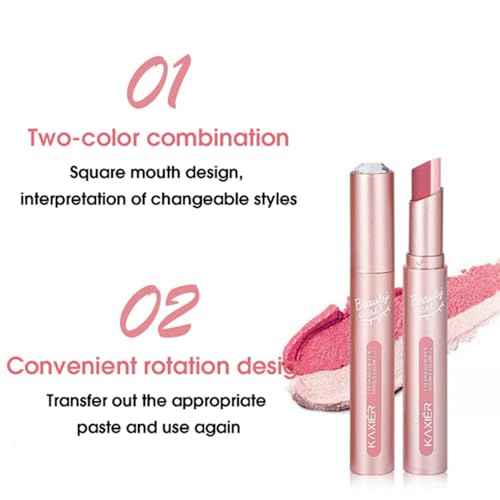 2 Color Eyeshadow Stick Set, Portable 2 Tone Eyeshadow Gradient Stick Glitter Gradient Waterproof Eye shadow Pen for Eye Make Up Tool (4 PCS)(PINK)