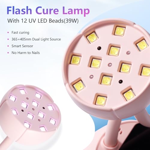 Makartt UV LED Nail Lamp - Gooseneck UV Light for Gel Nails Cherie Cordless USB 39W Nail Dryer Gel Lamp with 4 Times & Auto Sensor Professional Fast Flash Curing Polish Nail Art