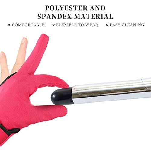 Geyoga 2 Pcs Heat Resistant Gloves for Hair Styling 3 Finger Barber Gloves Reusable Curling Wand Heat Protector for Hair Dye(Black, Rose Red)