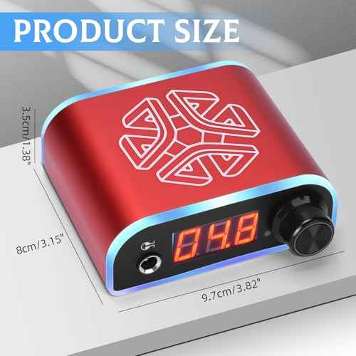 ATOMUS Tattoo Power Supply with Tattoo Pedal Colorful Light Power Cable for Tattoo Machine Pen Liner and Shader (Red)
