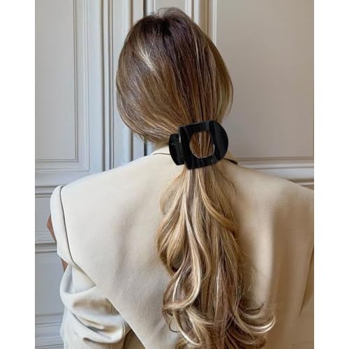 6 PCS French Flat Hair Clips for Women 2 Styles Large Matte Flat Claw Clips Strong Hold No-Slip French Hair Barrettes for Thick Thin Hair(Leopard + Brown)