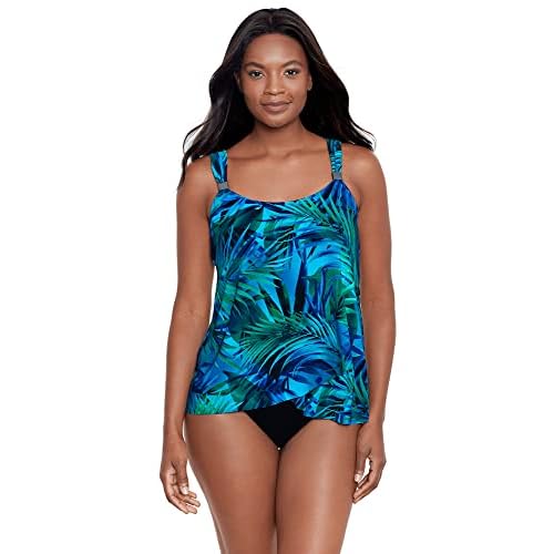 Miraclesuit Women's Swimwear Dazzle Scoop Neck Underwire Bra Tankini Bathing Suit Top