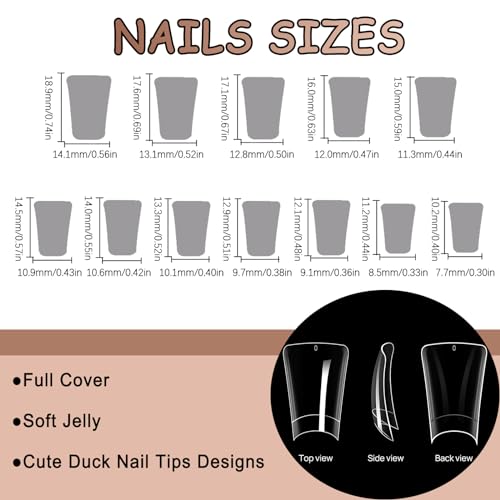 IMSOHOT Duck Press on Nails Black French Tips Fake Nails with Duckbill Designs Full Cover Rhinestone & Butterfly Acrylic False Nails Medium Y2K Duck Feet Shape Glossy Glue on Nails Manicure Nails Kit