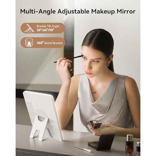 JUSRON Travel Makeup Bag With LED Mirror,Train Case with Light up Mirror, Portable Makeup Artist Organizer Bag with Adjustable Dividers (Black, Large)