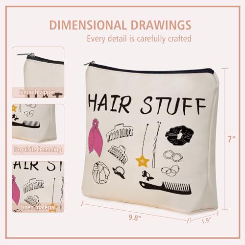 Hair Stuff Makeup Bag Gifts: Hair Accessories Themed Cosmetic & Toiletry Organizer Pouch For Teen Girls & Women Hairstylist Sisters, Friends.Ideal Gift For Travel, Birthdays, & Christmas.