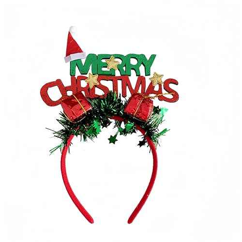 Christmas Headband Green Christmas Tree Star Headbands for Women Men Fluff Design Winter Hair Accessories 1Pcs