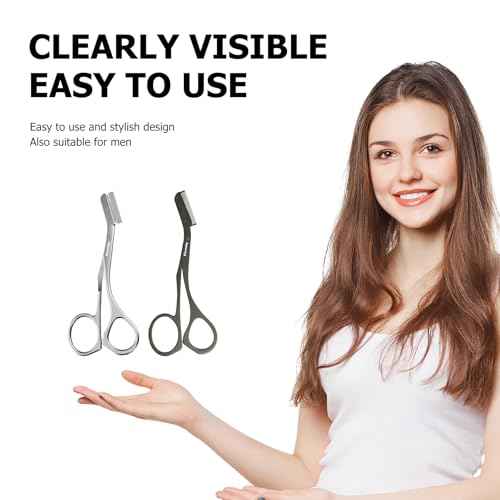 Eyebrow Trimmer for Women - Stainless Steel Eyebrow Brow Scissors with Comb, Travel-Size Precision Shaping Tool for Beginners & Experts (Silver)