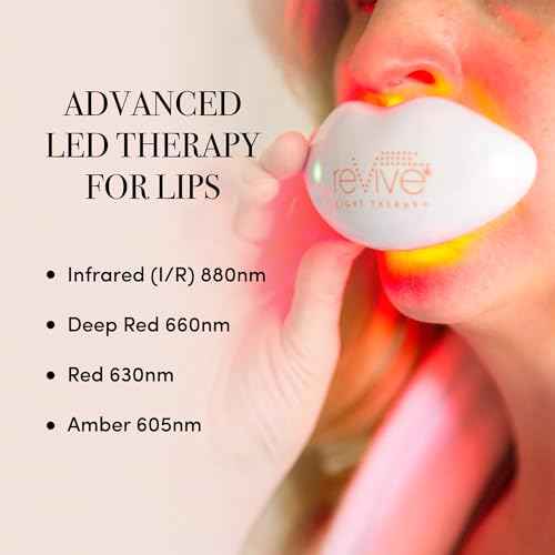 reVive Lux Collection Lip Plumper Device, LED Light Therapy Products for Lip Care, At-Home Infrared, Red & Amber Therapy for Smooth, Hydrated, Healthy-Looking Lips