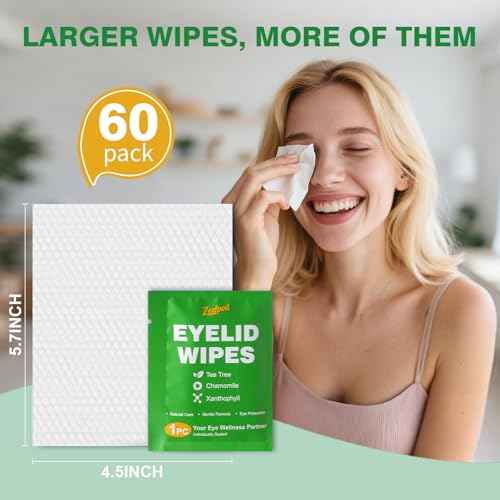 60PCS Tea Tree Oil Eyelid Wipes ? Individually Wrapped Eye Lid Cleaning Wipes£¬Soothing For Sensitive Eyes, Stay Hydrated Lid Wipe