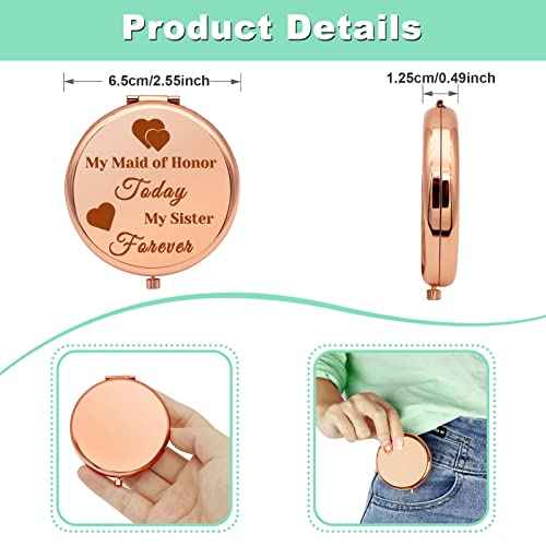 Bridesmaid Gift for Sister Compact Makeup Mirror for Friends Bestie Bridesmaid Thank You Gifts Maid of Honor Gift for Wedding Day Bridal Shower Gift Folding Makeup Mirror Christmas Engagement Gifts