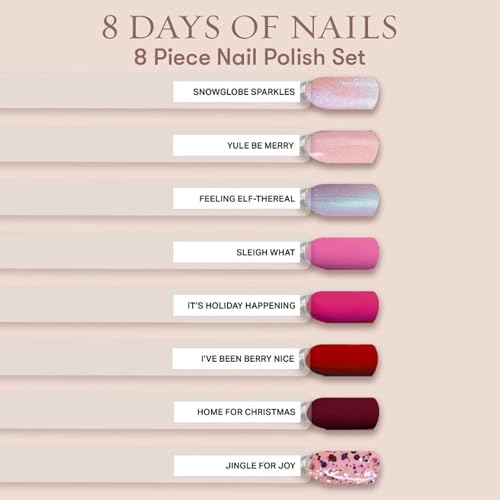 Nails Inc 8 Days Of Nails Nail Polish Set, Limited Edition, Holiday Stocking Stuffer, Women & Girls, Quick Dry, Air Dry, High Shine, Long Lasting, Ultra Glossy, Manicure, Trendy 8 Piece Gift Set