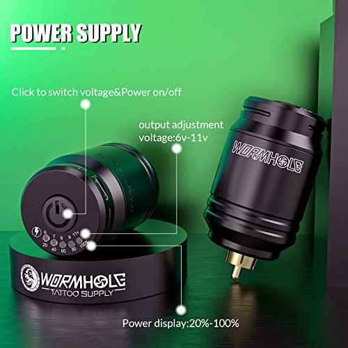 Wormhole Tattoo Power Supply for Tattoo Machine Wireless Tattoo Pen Battery 1050mAh Power Supply RCA Connector Rechargeable WA03-A