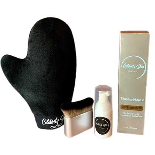Competition Ready Tanning Kit, Deep Bronze Mousse with Applicator Mitt and Blending Brush