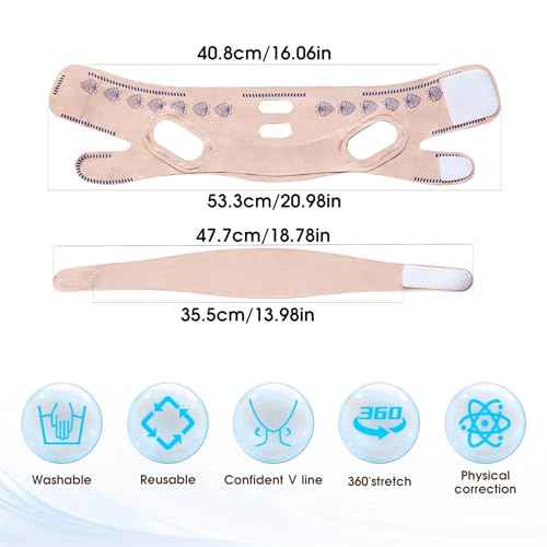 Upgrade V Line Face Lifting Mask, Chin Strap for Sleeping, Mouth Tape for Sleeping Women, Double Chin Reducer Eliminator for Women, Jaw Exerciser, Firming Prevent Sagging (21-27in, Pink)
