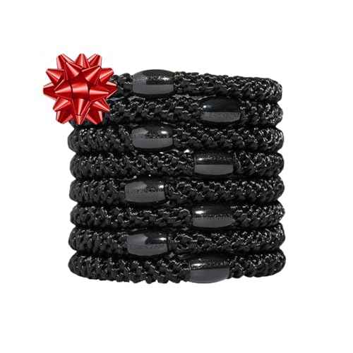 L. Erickson Grab & Go Ponytail Holders, Black, Set of Eight - Exceptionally Secure with Gentle Hold