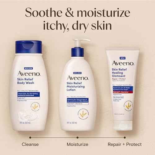 Aveeno Skin Relief Moisturizing Lotion Heals Very Dry, Sensitive Skin, Fast-Absorbing Body Lotion with Soothing Triple Oat & Shea Butter Formula, Fragrance Free, Non-Comedogenic, 8 oz