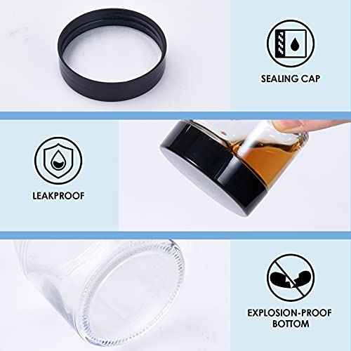 4 oz Glass Jars with Lids, Hoa Kinh 40 Pack Clear Small Glass Jars with Black Lids Empty Cosmetic Containers Airtight Round Glass Jar for Lotions, Powders and Ointments