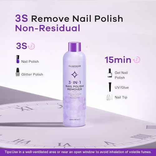 Acetone Nail Polish Remover: Professional Soak off Gel Nail Polish Remover Enriched with Natural Grape Seed Oil 8 Fl Oz for Gel Acrylic Nail Glue Dip Powder for Home Salon