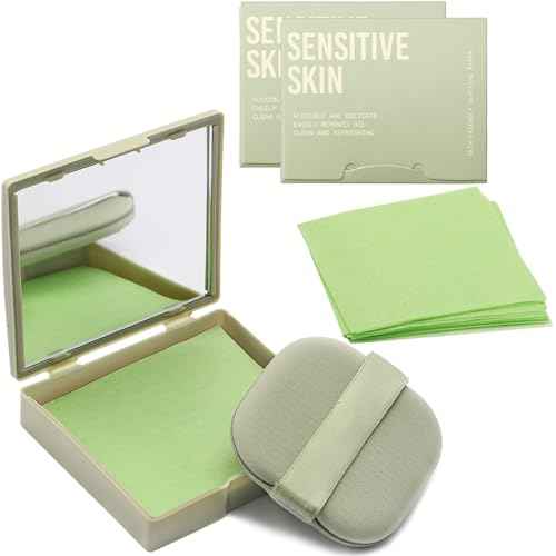 Natural Oil Blotting Sheets for Face With Travel Makeup Mirror- 3 Pack(300 sheets), Oil Absorbing Sheets for Face, Makeup Friendly High-performance Blotting Papers for Oily Skin