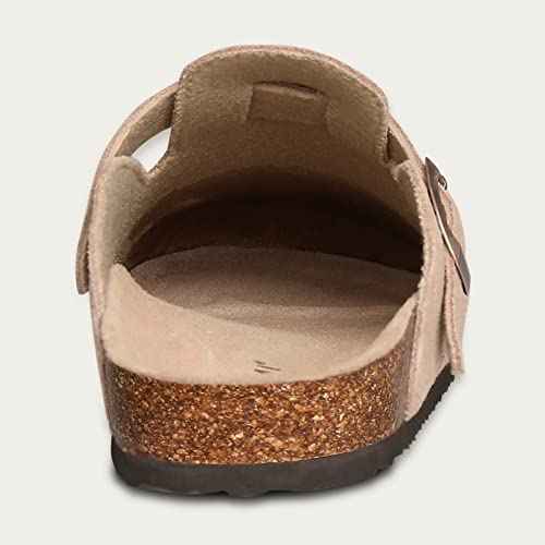 KIDMI Genuine Suede Clogs for Women Cork Footbed Sandals Leather Mules Potato Shoes with Arch Support