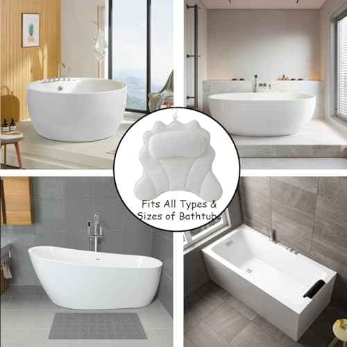 King Mills Plus Size Tub Pillow for Bathtub, Bath Pillow Luxury Bathtub Pillow, Ergonomic Bath Pillow for Women, Bath Tub Pillows for Head and Neck with Soft 4D Air Mesh Fabric, Fits All Bathtub