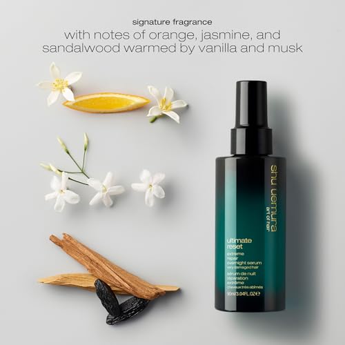 Shu Uemura Ultimate Reset Extreme Repair Hair Serum - Repairing Night Serum, Softens, Smooths, and Adds Shine, Prevents Breakage and Split Ends, With Japanese Rice Extract, For Dry and Damaged Hair