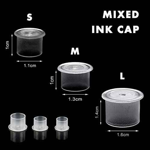 Disposable Ink Caps - Anghie 300PCS Ink Cups Mixed #11 Small #14 Medium #17 Large Tattoo Ink Cap with Base Pigment Cups Caps Microblading Ink Cups for Tattoo Machines Supplies (Mixed-300pcs)