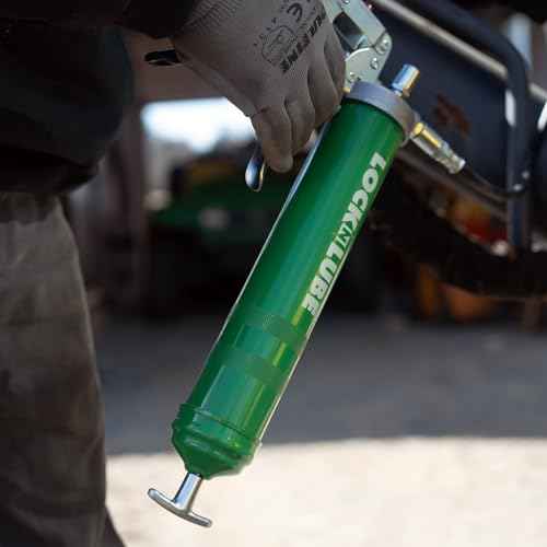 LockNLube Heavy-Duty Pistol Grip Grease Gun. Includes our patented LockNLube¢ç Grease Coupler (Locks On, Stays On, Won't Leak!) plus a high-quality 20" hose and in-line hose swivel