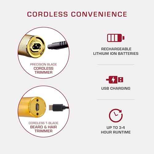 KISS Precision Blade Cordless Trimmer with Stainless Steel T-Blade, Powerful High-Torque, High-Speed Motor, 3 Blade Guard Attachments & Blade Cover, USB Cable & Long-Lasting Lithium Ion Battery