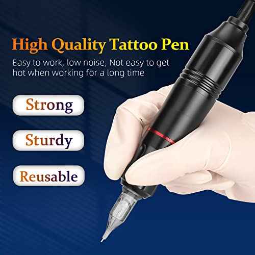 ATOMUS Cordless Tattoo Machine Kit Rotary Tattoo Machine Kit with Cordless Tattoo Power Supply 20pcs Cartridge Needles Practice Skin Ink Cups 30ml Tattoo Ink